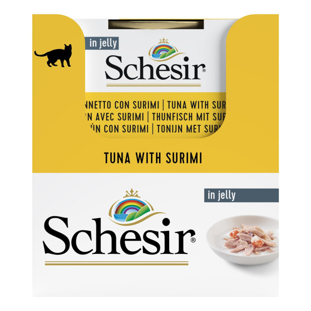 Schesir exclu web - Pack de 6 boites x 85g chat en gelée Thon Surimi