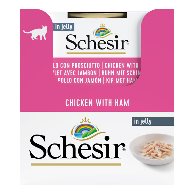 Schesir exclu web - Pack de 6 boites x 85g chat en gelée filets poulet jambon