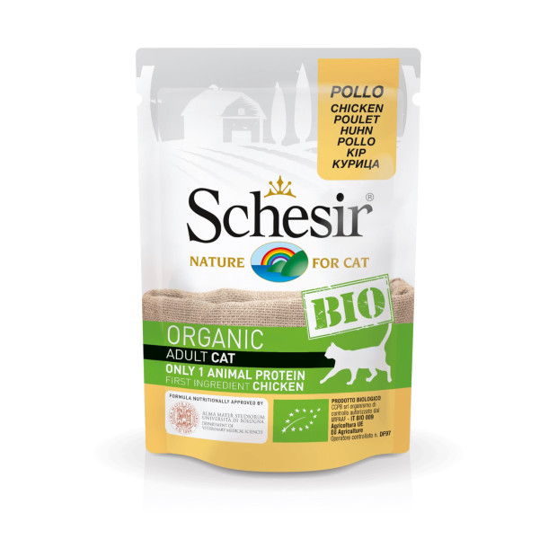 Sachets chat adulte Schesir poulet 8x85g