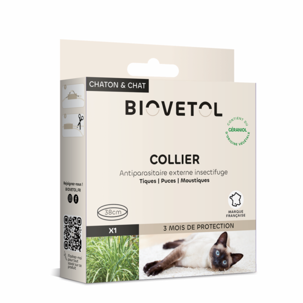 Collier anti puces et tiques pour chat Biovetol