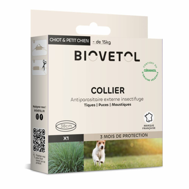 Collier anti puces et tiques pour chien Biovetol