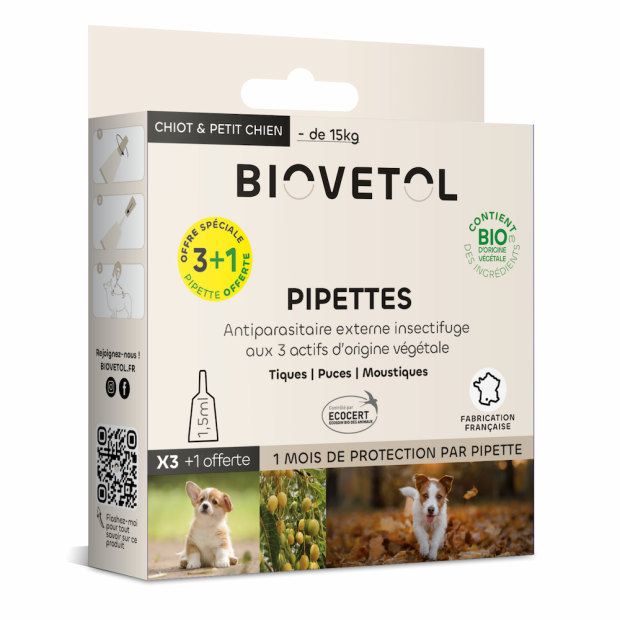 Pipettes antiparasitaire chiens naturelles Biovetol